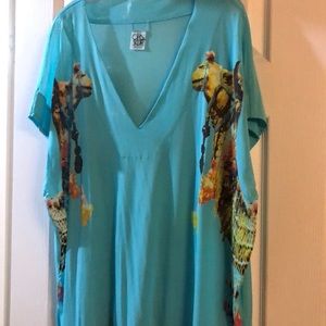 Chaser blue cover up with camel detail